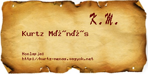 Kurtz Ménás névjegykártya